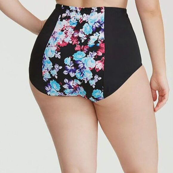 Torrid size 2 high rise bathing suit bottoms floral and black - Picture 6 of 6